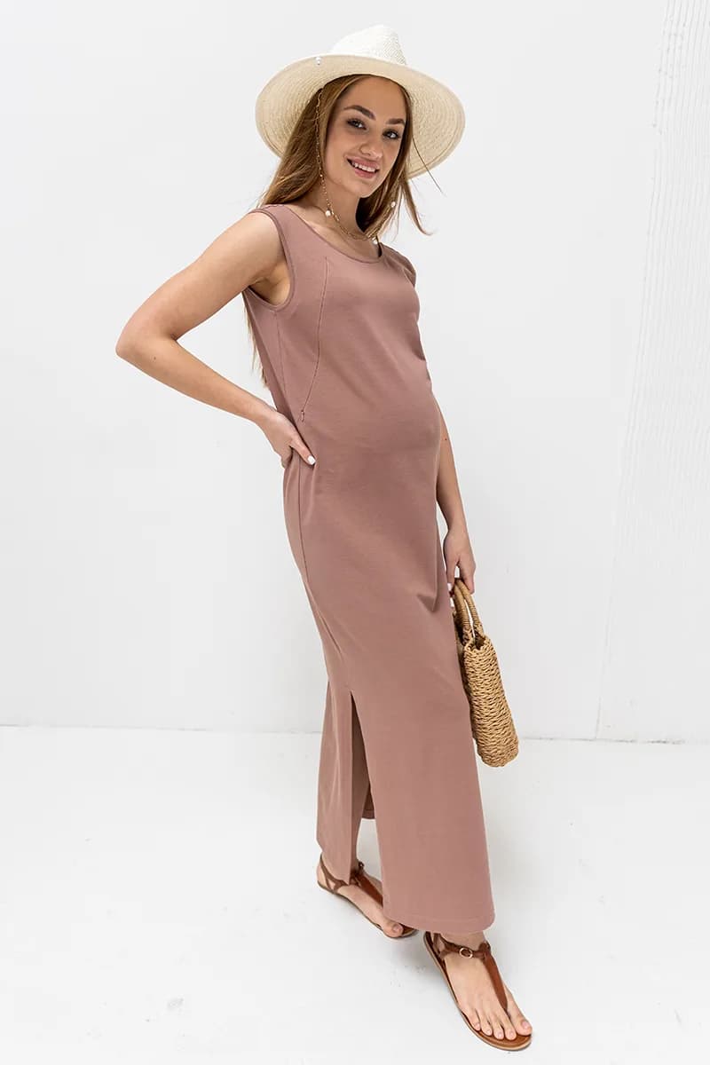 Платье для беременных и кормления S-XL Юла мама MILA DR-23.081 -коричневый фото 3 Платье для беременных и кормления S-XL Юла мама MILA DR-23.081 -коричневый фото 3