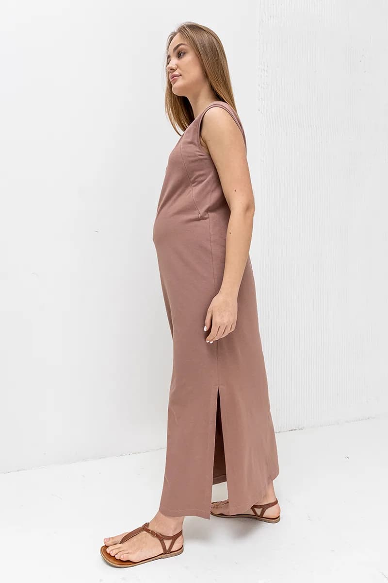 Платье для беременных и кормления S-XL Юла мама MILA DR-23.081 -коричневый фото 5 Платье для беременных и кормления S-XL Юла мама MILA DR-23.081 -коричневый фото 5