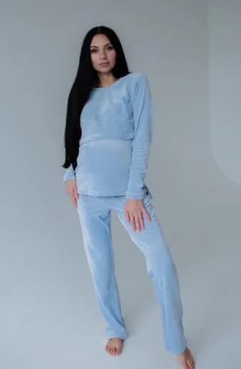 Пижама для беременных и кормления (кофта+штаны) S-XL HN 888101 -голубой фото 2 Пижама для беременных и кормления (кофта+штаны) S-XL HN 888101 -голубой фото 2