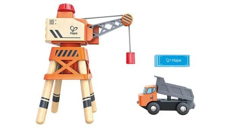 Набор игровой для железной дороги Hape Подъемный кран и грузовик E3715 фото 4 Набор игровой для железной дороги Hape Подъемный кран и грузовик E3715 фото 4