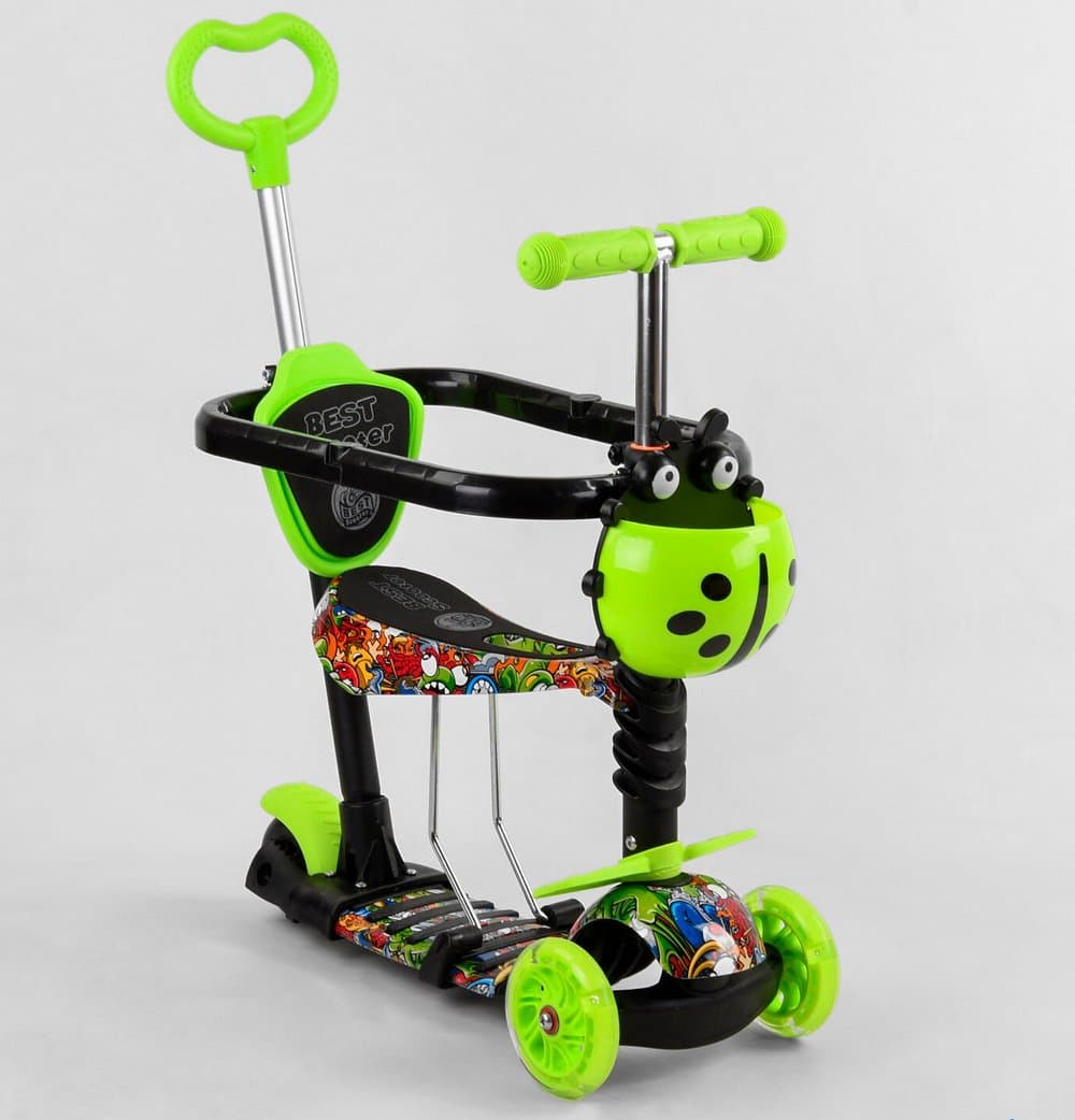 Самокат Best Scooter 3-х колесный с ручкой и бампером 5в1 S7407