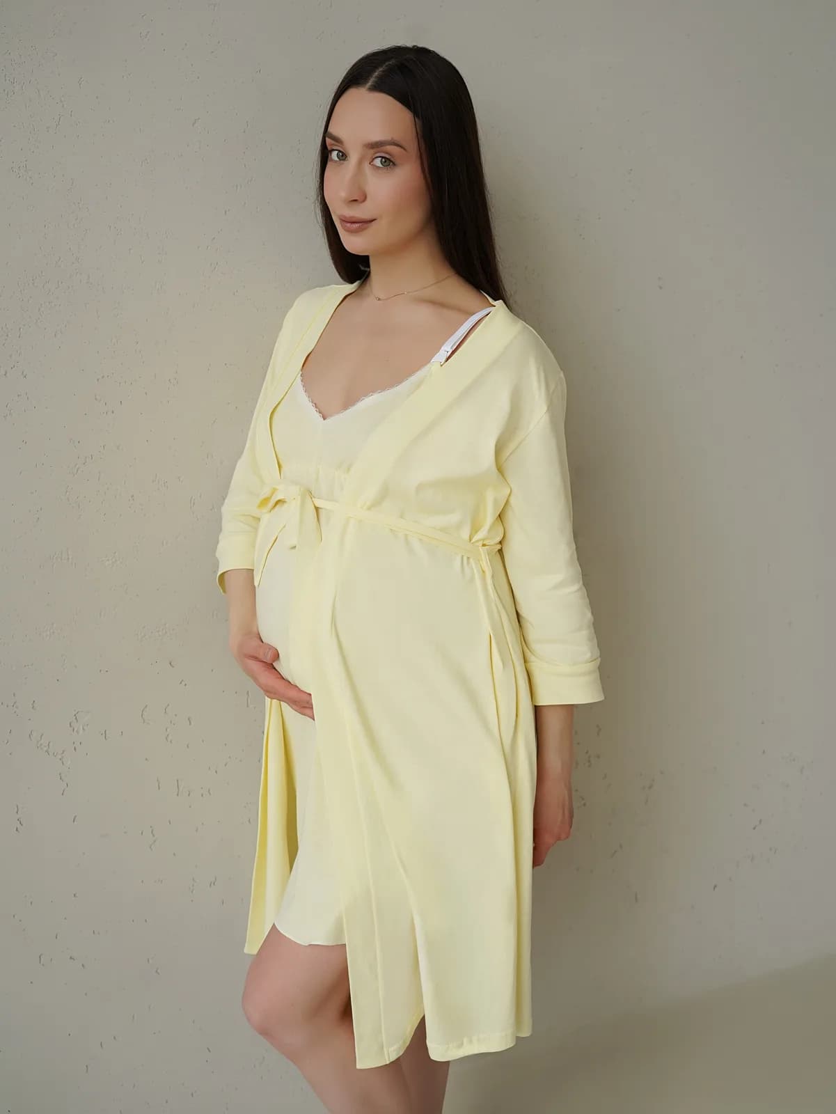Халат для беременных и кормления XS-XXL Мамин Дом 25316-Пастельный желтый фото 5