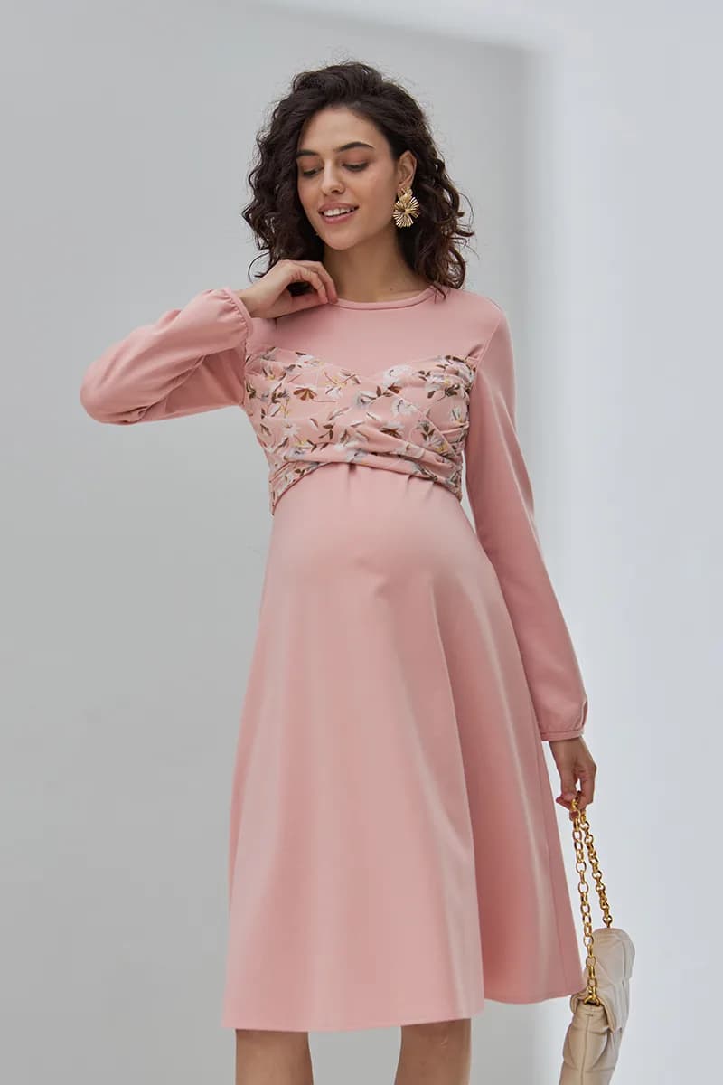 Сукня для вагітних та годування S-XL Юла мама MAGNOLIA DR-30.091 -рожевий фото 6 Сукня для вагітних та годування S-XL Юла мама MAGNOLIA DR-30.091 -рожевий фото 6
