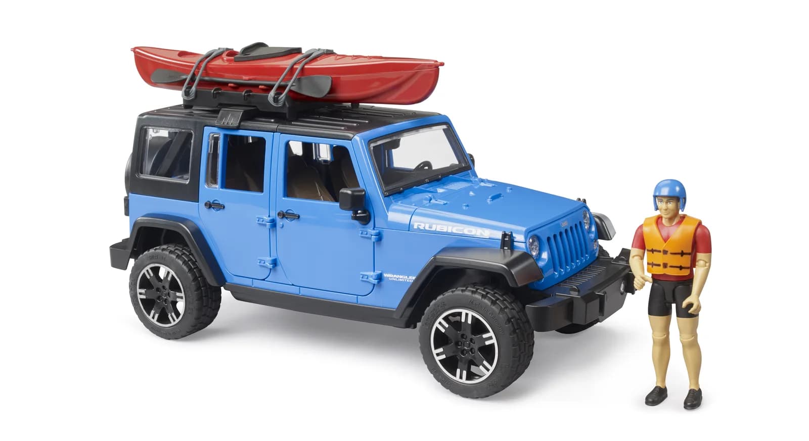 Джип Jeep Wrangler Rubicon Unlimited з каяком та фігуркою 1:16 Bruder 02529 фото 8 Джип Jeep Wrangler Rubicon Unlimited з каяком та фігуркою 1:16 Bruder 02529 фото 8