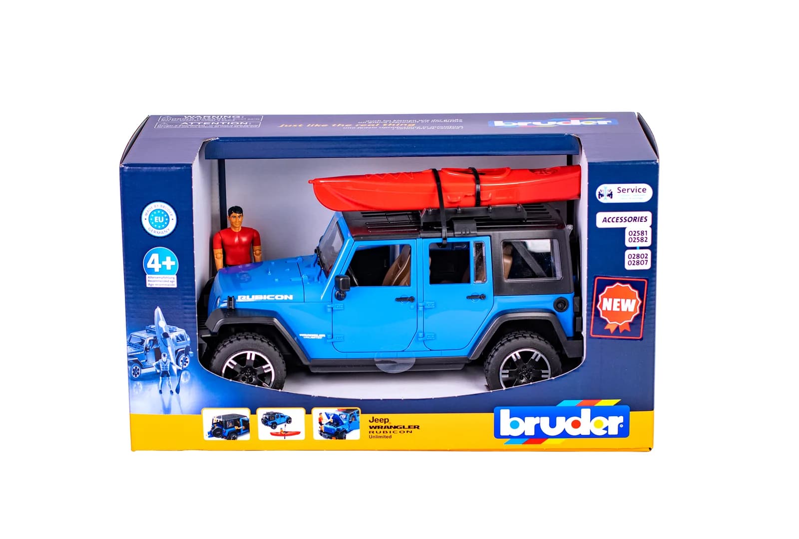 Джип Jeep Wrangler Rubicon Unlimited з каяком та фігуркою 1:16 Bruder 02529 фото 9 Джип Jeep Wrangler Rubicon Unlimited з каяком та фігуркою 1:16 Bruder 02529 фото 9