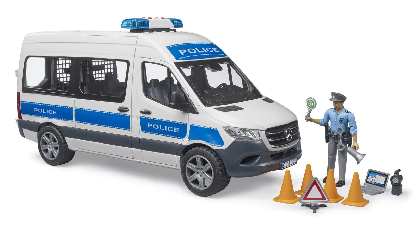 Поліцейське авто MB Sprinter з поліцейським та аксесуарами 1:16 Bruder 02683 фото 4 Поліцейське авто MB Sprinter з поліцейським та аксесуарами 1:16 Bruder 02683 фото 4