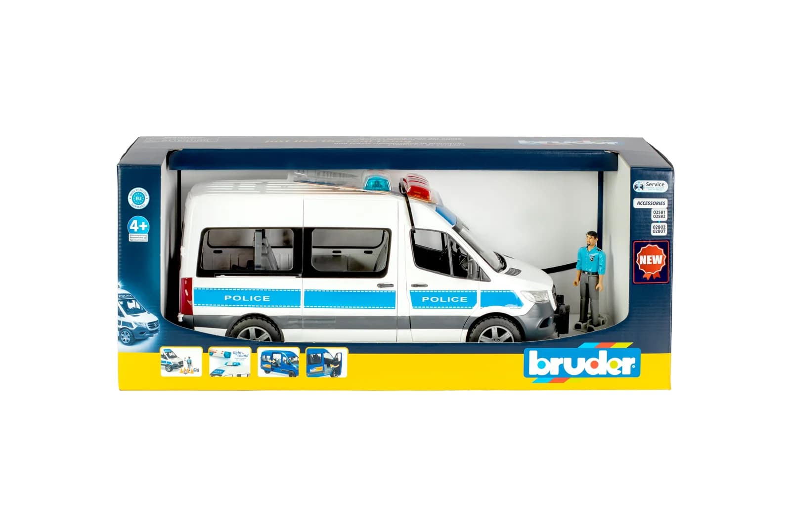 Поліцейське авто MB Sprinter з поліцейським та аксесуарами 1:16 Bruder 02683 фото 6 Поліцейське авто MB Sprinter з поліцейським та аксесуарами 1:16 Bruder 02683 фото 6