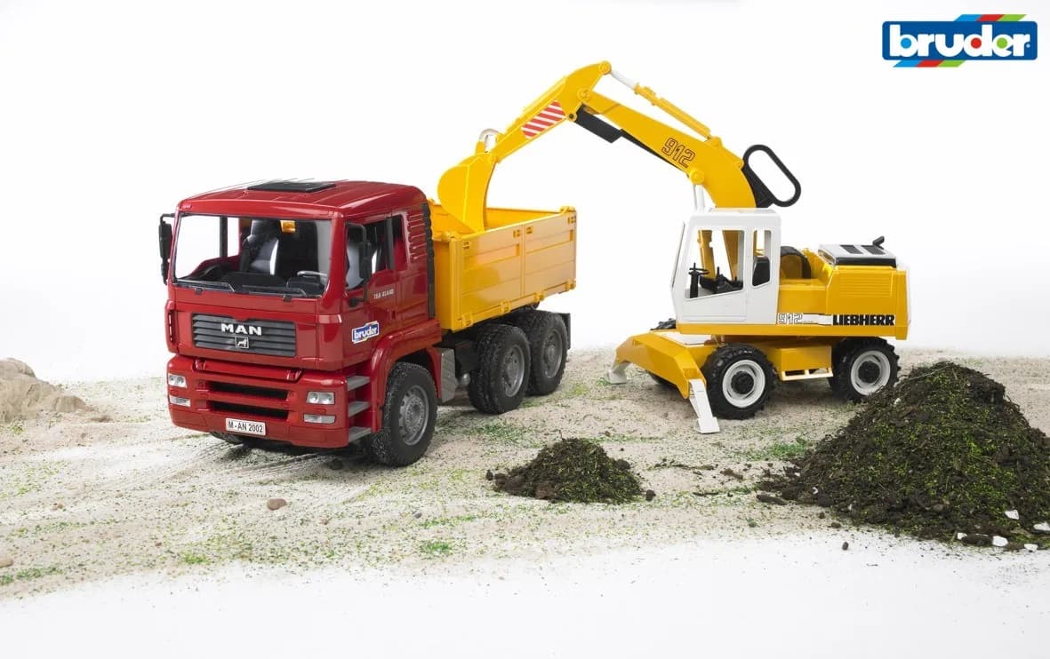 Самоскид-вантажівка МАN та екскаватор Liebherr 1:16 Bruder 02751 фото 3 Самоскид-вантажівка МАN та екскаватор Liebherr 1:16 Bruder 02751 фото 3