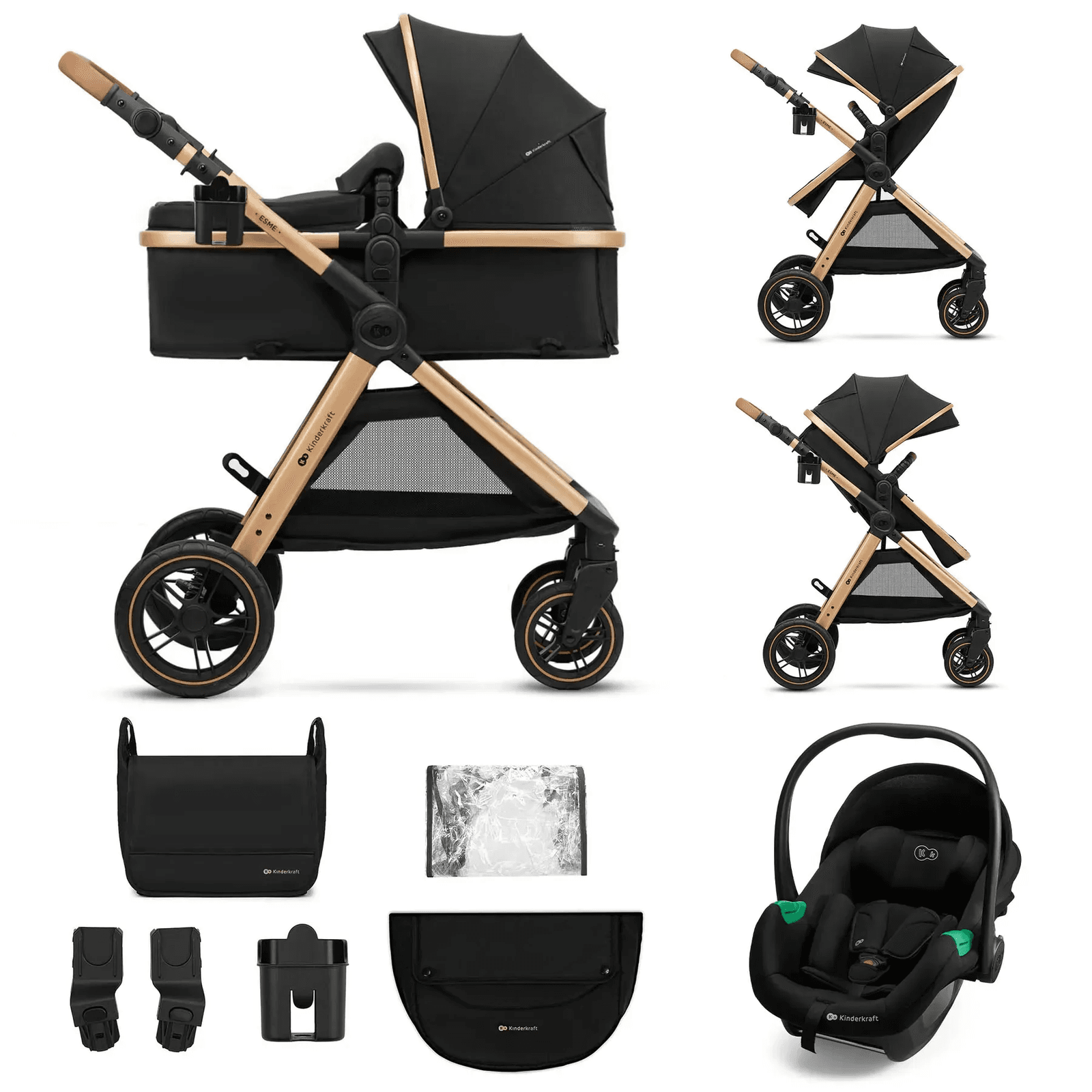 Коляска универсальная 3в1 Kinderkraft Esme Pro Pure KSESME00BLK300N Black