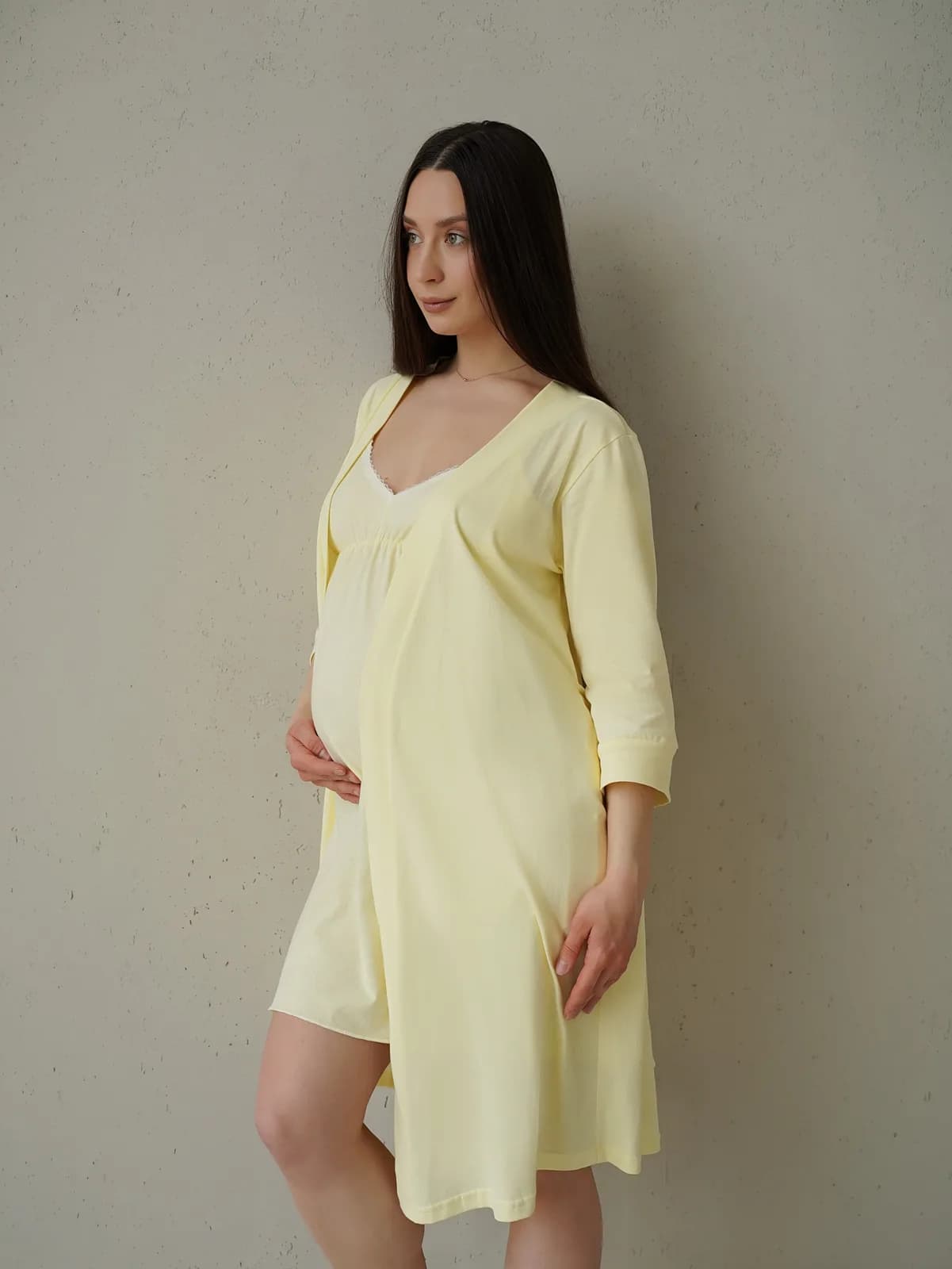 Халат для беременных и кормления XS-XXL Мамин Дом 25316-Пастельный желтый фото 2 Халат для беременных и кормления XS-XXL Мамин Дом 25316-Пастельный желтый фото 2