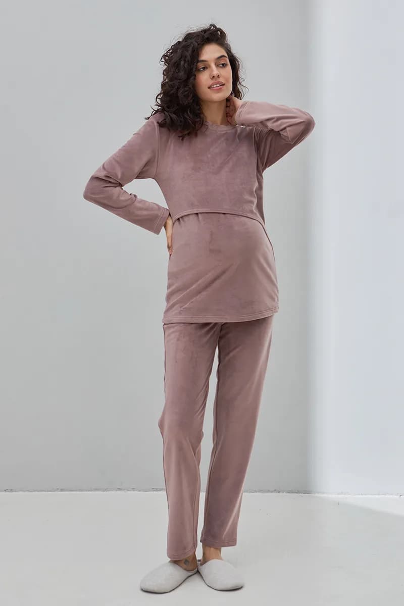 Пижама для беременных и кормления (свитшот дл.рук+штаны) S-XL Юла мама HYGGE NW-5.13.1 -сиреневый фото 2 Пижама для беременных и кормления (свитшот дл.рук+штаны) S-XL Юла мама HYGGE NW-5.13.1 -сиреневый фото 2