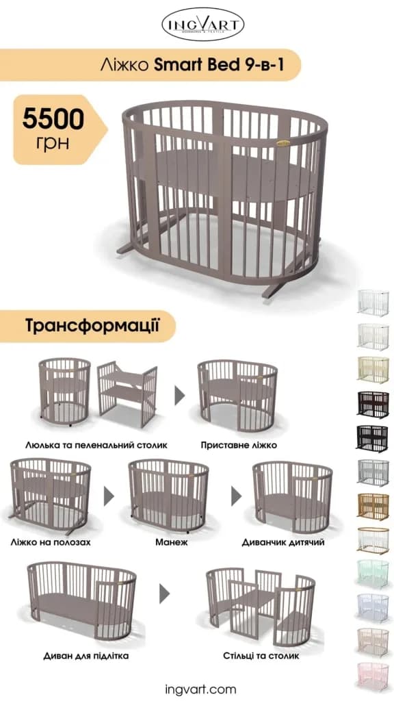 Ліжко-трансформер 9в1 IngVart Smart bed Round зірки 1351015 фото 9