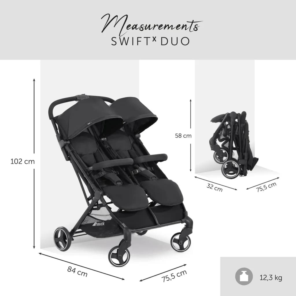 Коляска прогулочная для двойни Hauck Swift X Duo 50004-0 Black фото 4