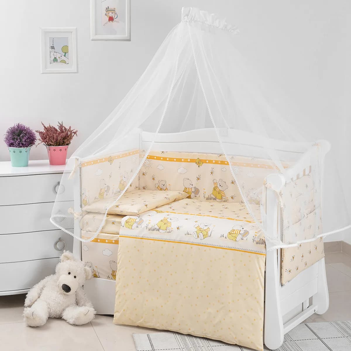 Бампер Twins Comfort 2051-C-014 Пушистые мишки желтые фото 2 Бампер Twins Comfort 2051-C-014 Пушистые мишки желтые фото 2