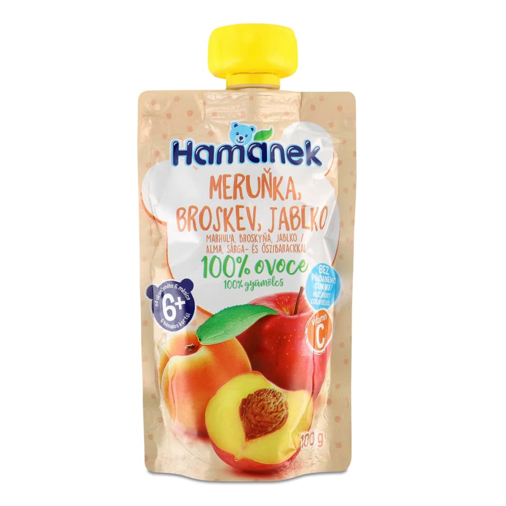 Пюре яблоко, абрикос, персик Hamanek 100г 1215912 Пюре яблоко, абрикос, персик Hamanek 100г 1215912