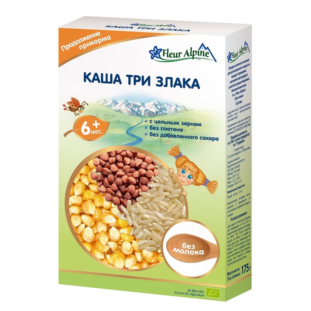 Каша безмолочна три злаки Fleur Alpine 175г 1184014 Каша безмолочна три злаки Fleur Alpine 175г 1184014