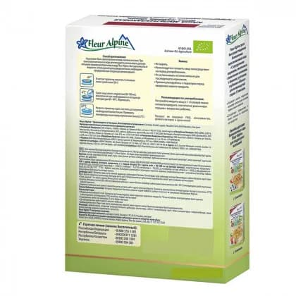 Каша безмолочная мультизлаковая с бананом, яблоком и черникой Fleur Alpine 200г 450818 фото 2