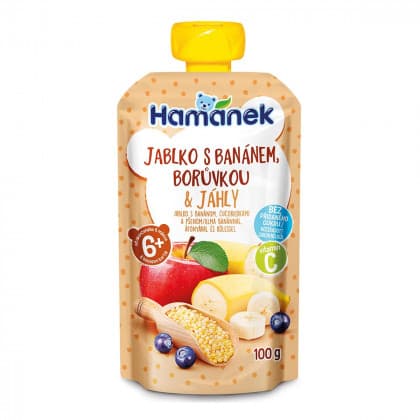Пюре яблоко, банан, черника, пшено Hamanek 100г 1215916 Пюре яблоко, банан, черника, пшено Hamanek 100г 1215916