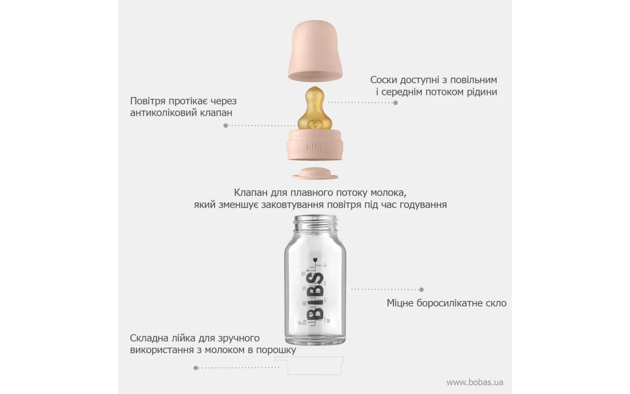 Бутылочка стеклянная BIBS Baby Blush 110мл 5013244 фото 5 Бутылочка стеклянная BIBS Baby Blush 110мл 5013244 фото 5