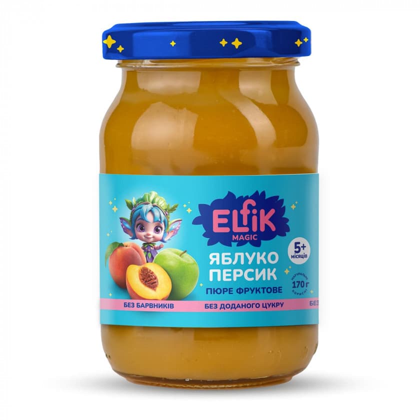 Пюре яблоко и персик Elfik 170г COM11471 Пюре яблоко и персик Elfik 170г COM11471