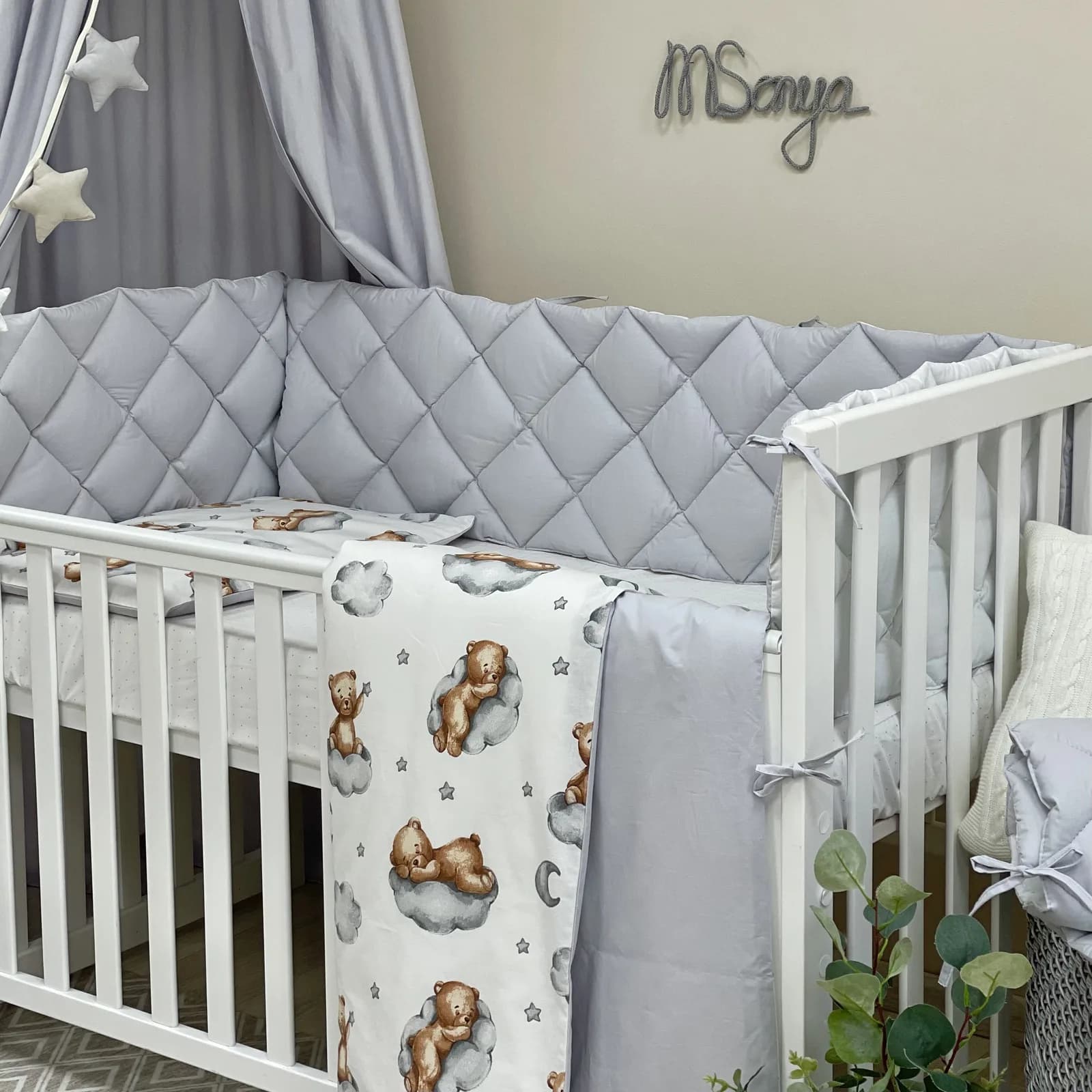 Постільний комплект Маленька Соня Baby Mix Тедді 6од 0291128 Сірий фото 3