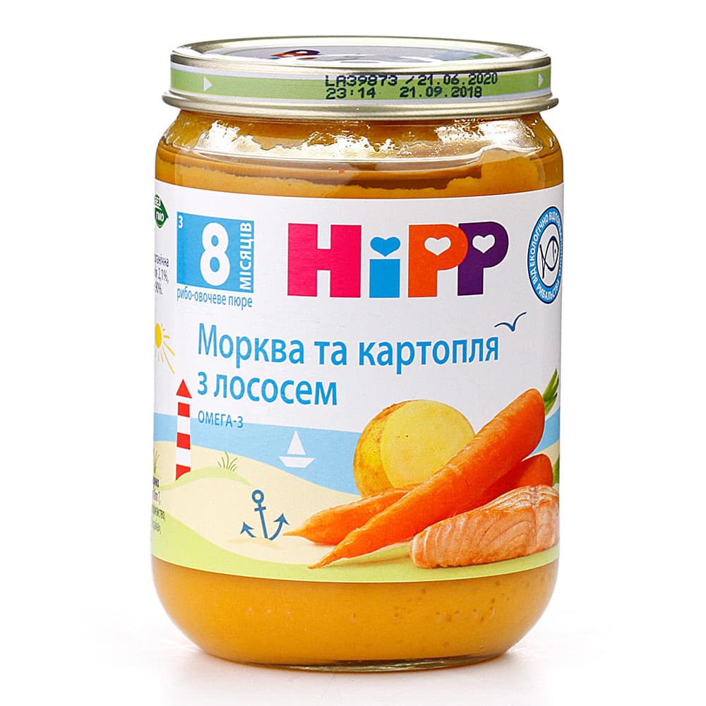 Пюре лосось в морковно-картофельном пюре HIPP 190г 6105