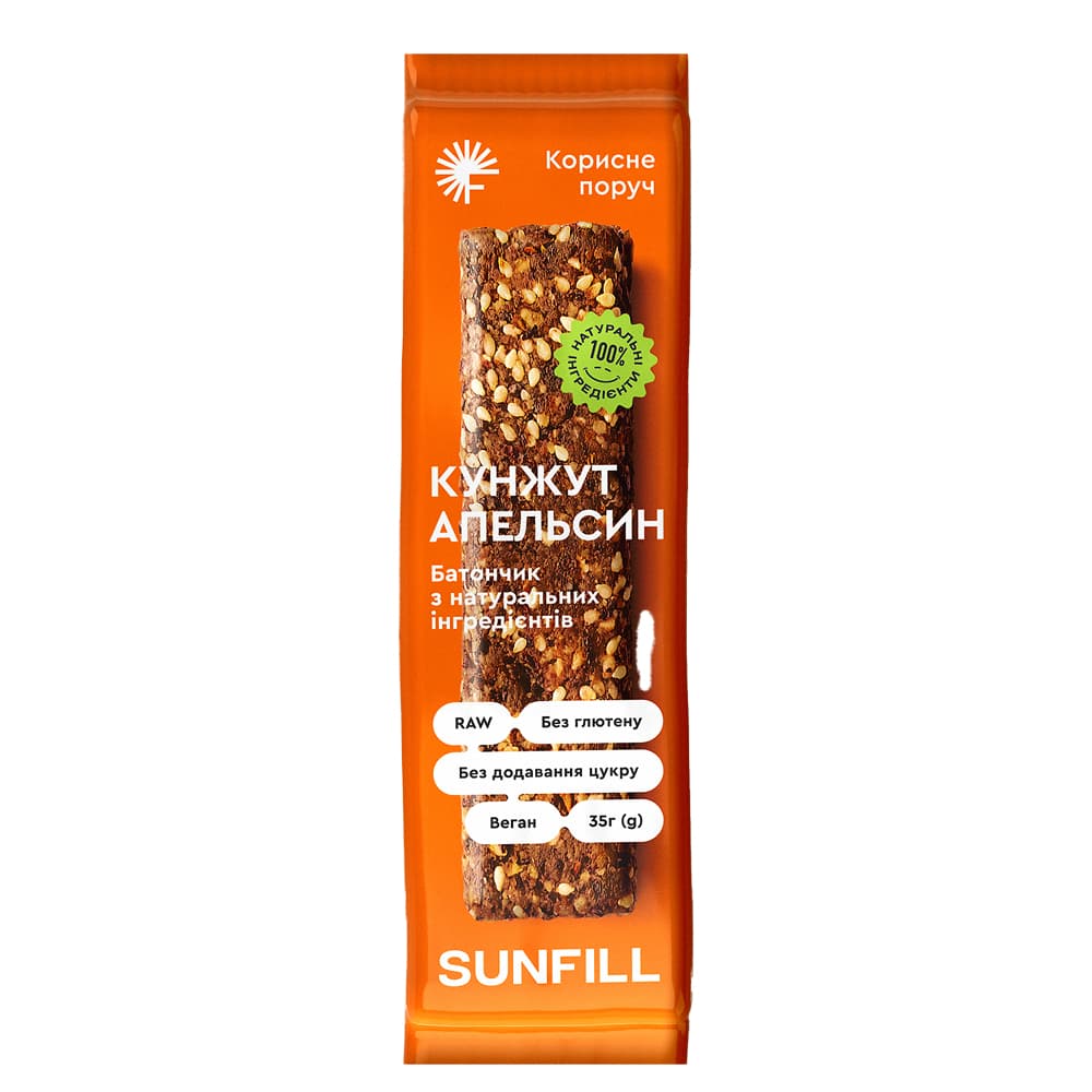 Батончик кунжут, апельсин Sunfill 35г 1999525 Батончик кунжут, апельсин Sunfill 35г 1999525