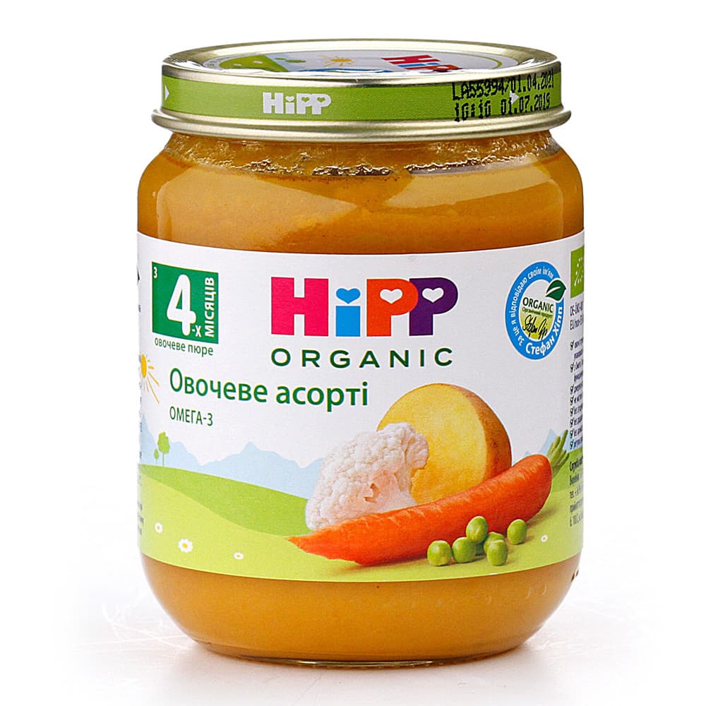 Пюре овочеве асорті HIPP 125г 4013 Пюре овочеве асорті HIPP 125г 4013
