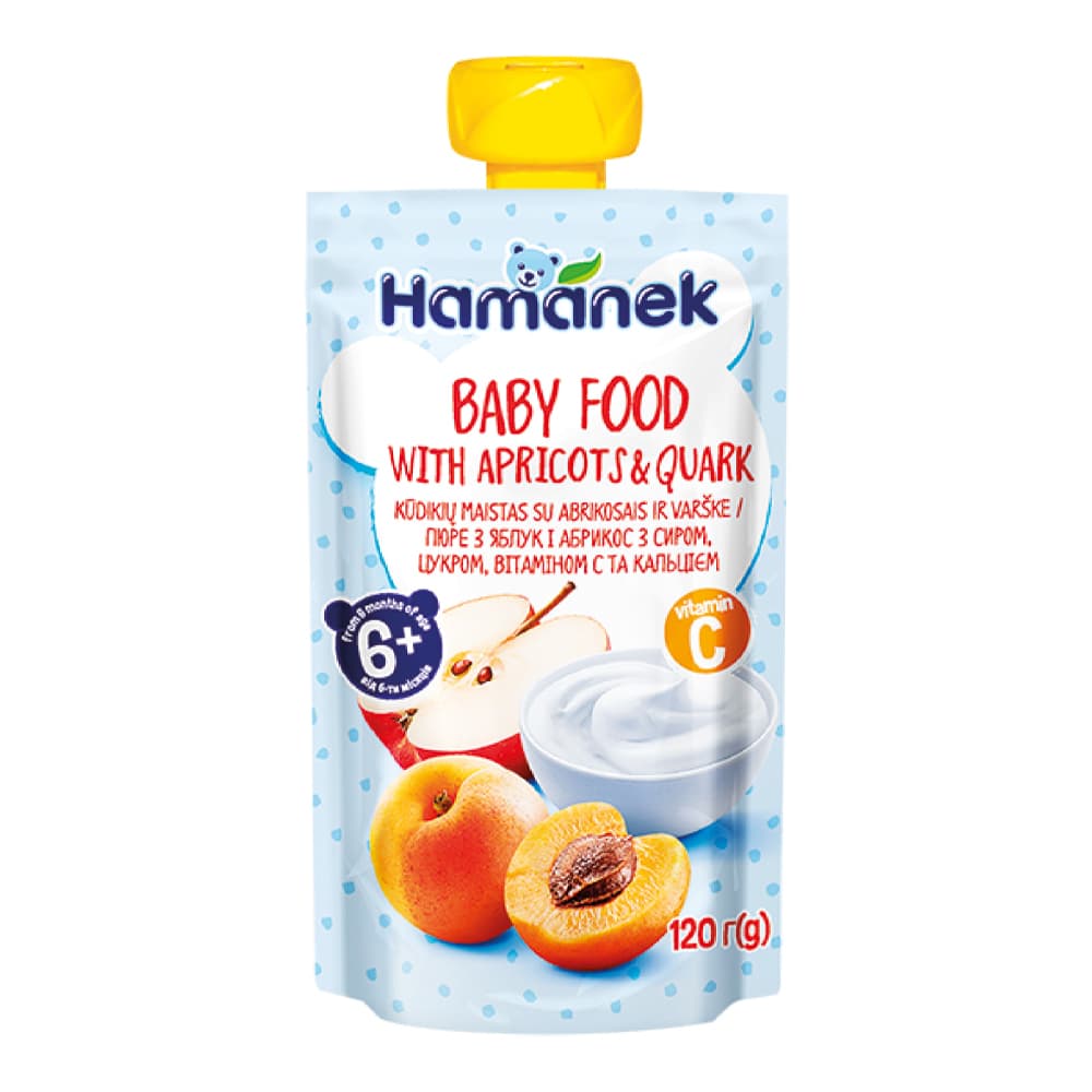 Пюре яблоко, абрикос с творогом Hamanek 120г 1215894