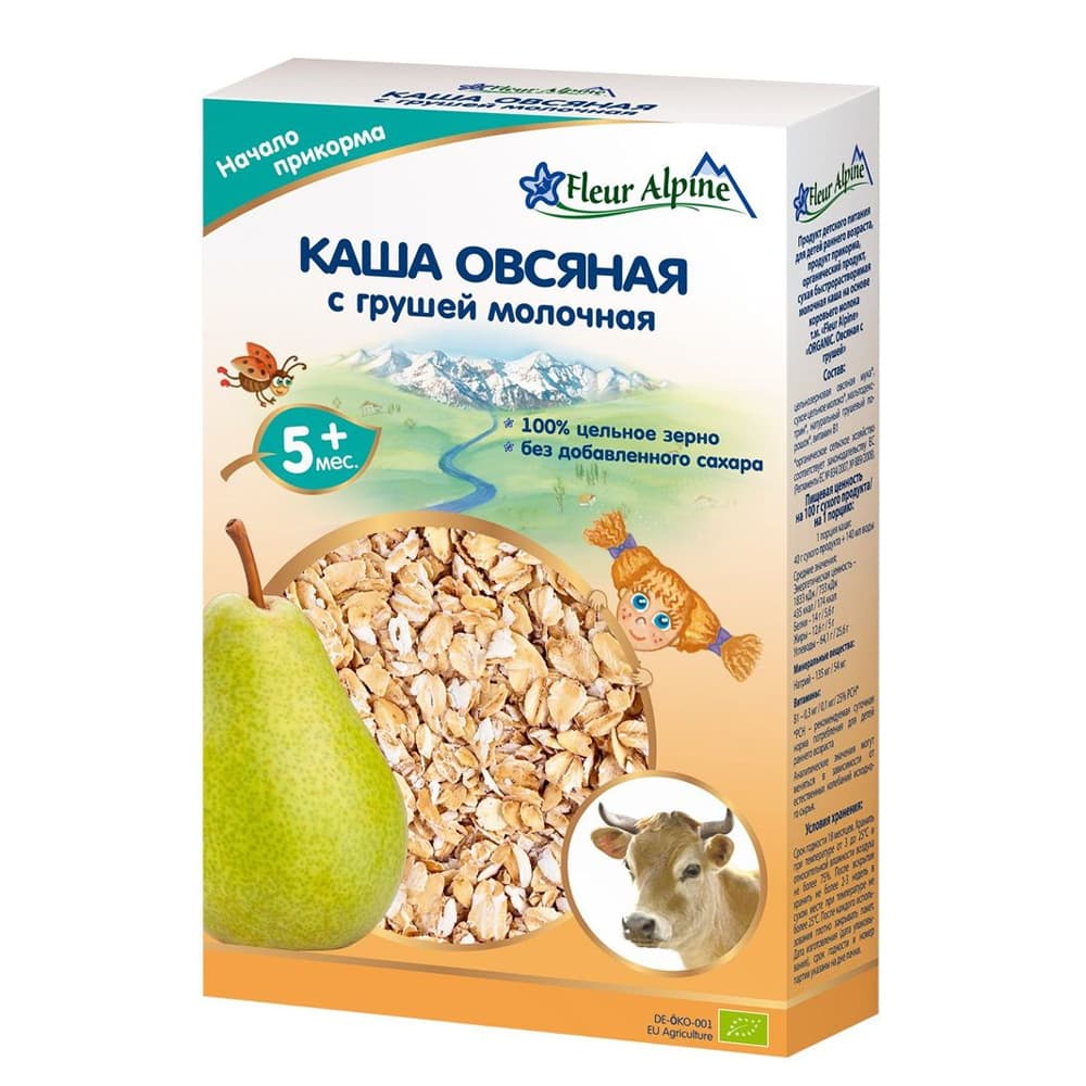 Каша молочная овсяная с грушей Fleur Alpine 200г 363219 Каша молочная овсяная с грушей Fleur Alpine 200г 363219