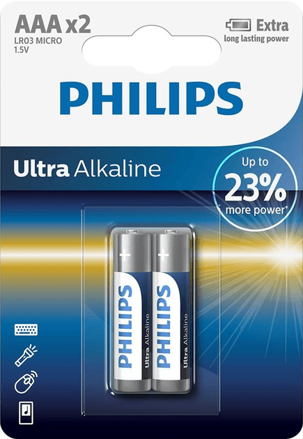 Батарейка Philips Ultra Alkaline AAA LR03E2B/10 Батарейка Philips Ultra Alkaline AAA LR03E2B/10