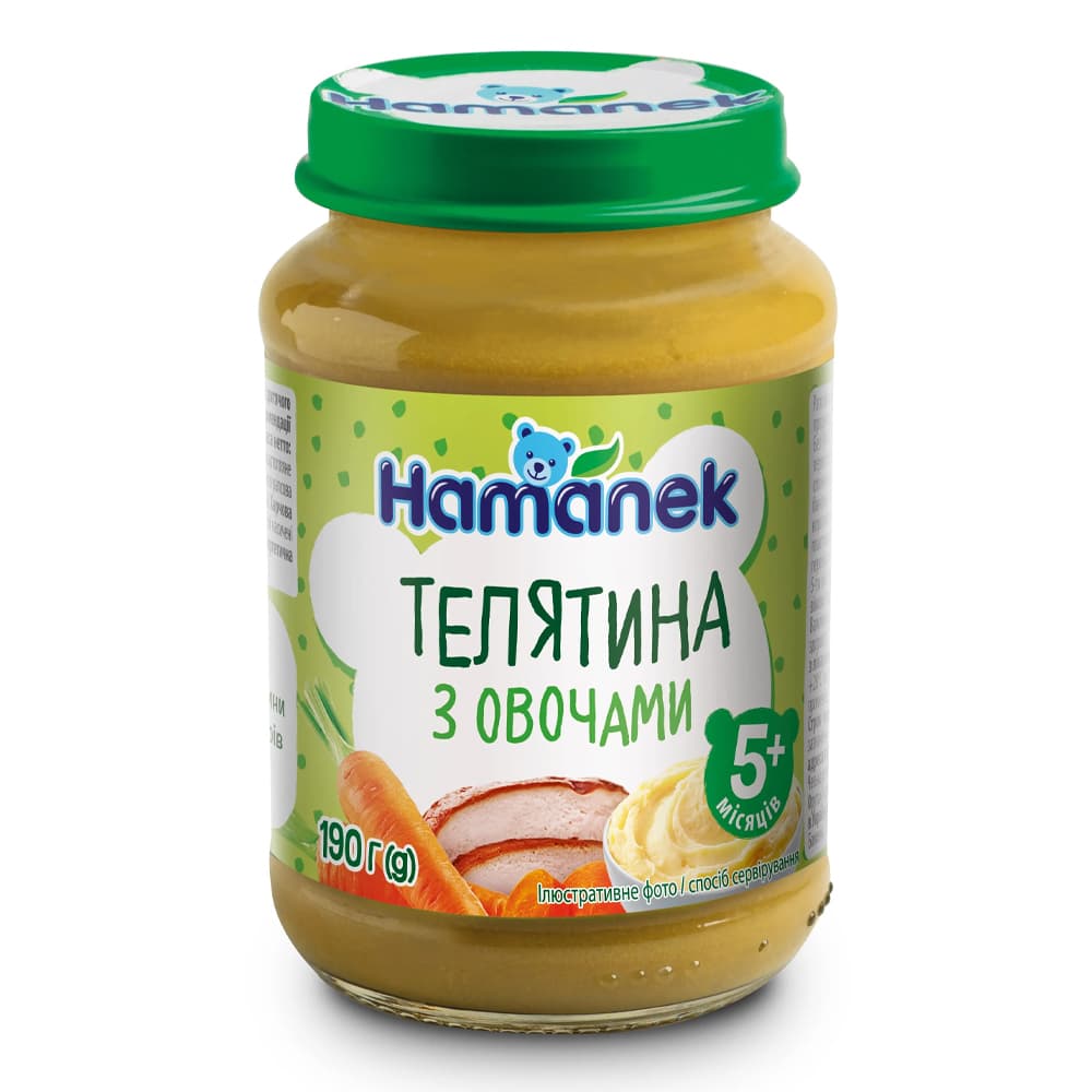 Пюре Hamanek телятина с овощами 190г 1215874 Пюре Hamanek телятина с овощами 190г 1215874