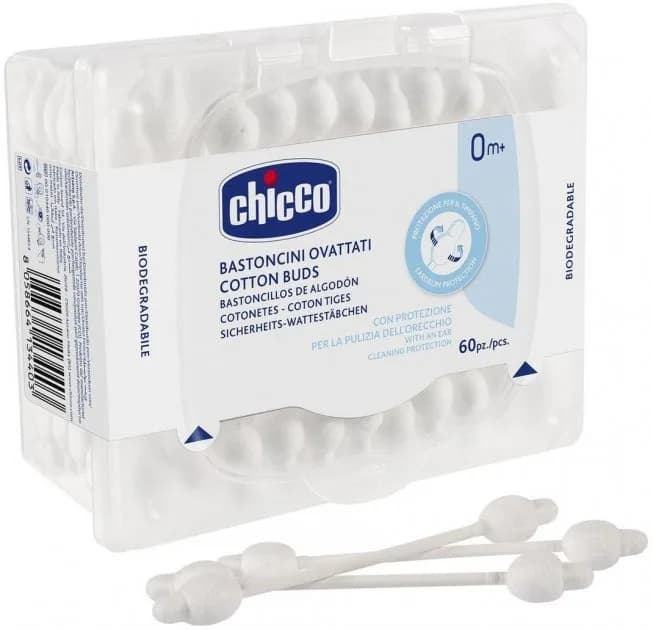 Палочки ватные с ограничителем CHICCO 60шт 0+ 10440.00 фото 2 Палочки ватные с ограничителем CHICCO 60шт 0+ 10440.00 фото 2