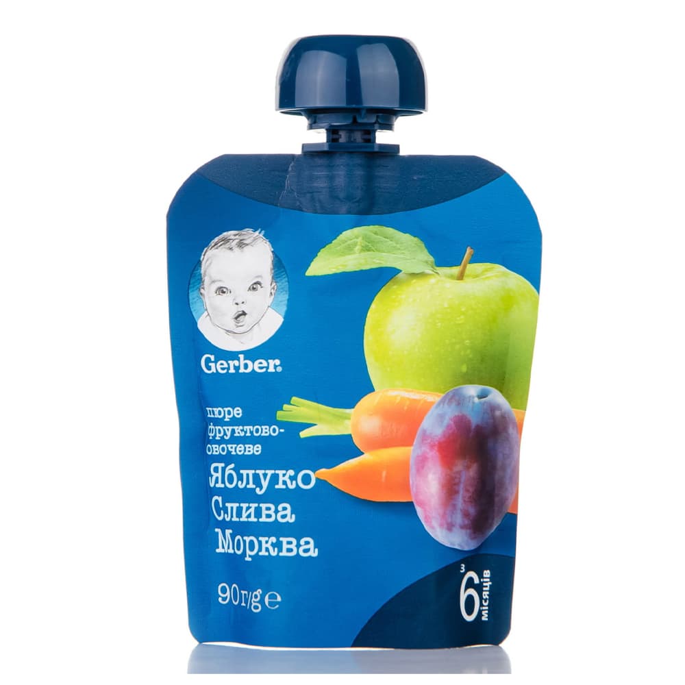 Пюре яблоко, слива, морковь Gerber 90г 12357934