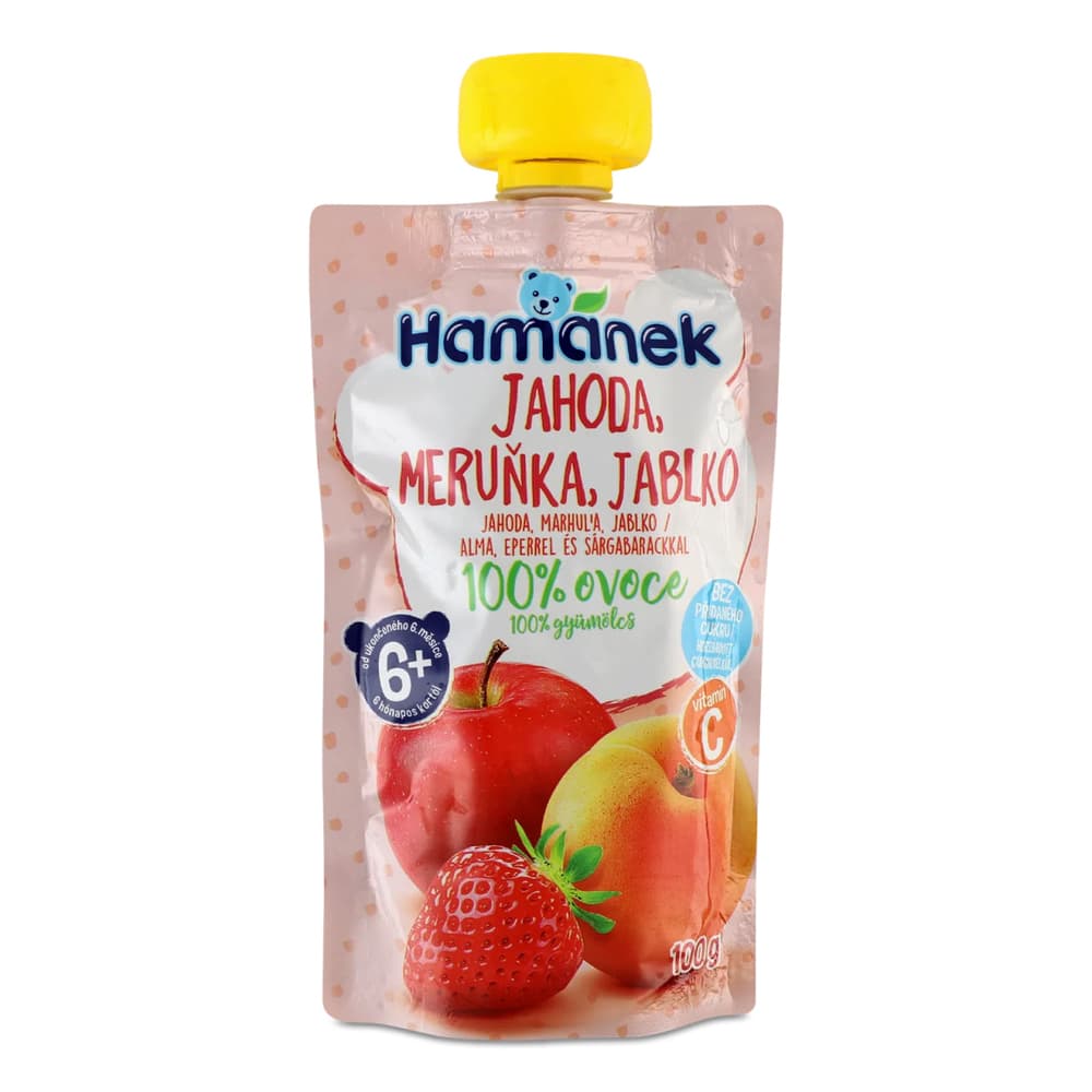 Пюре Hamanek яблоко, клубника, абрикос 100г 1215914 Пюре Hamanek яблоко, клубника, абрикос 100г 1215914
