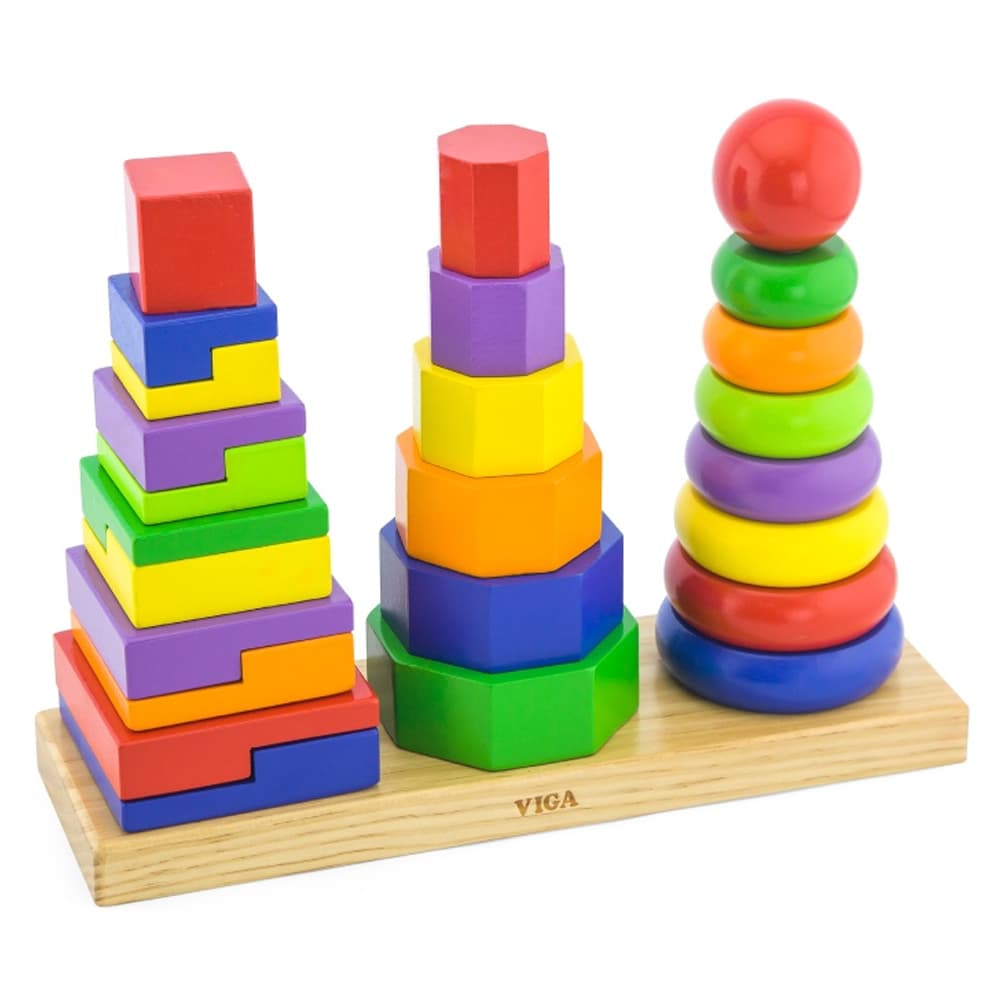 Пірамідки дерев'яні Viga Toys Три фігури 50567