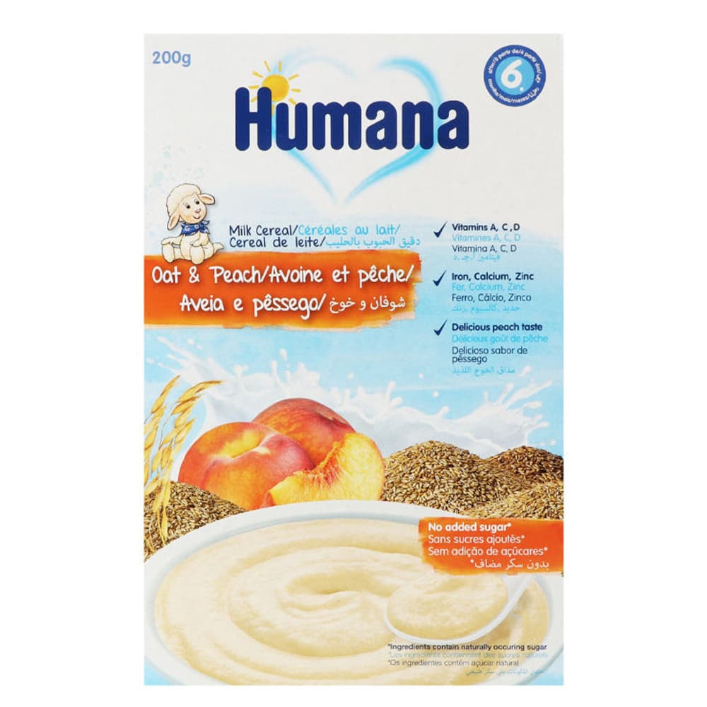 Каша молочная овсяная с персиком Humana 200г 778239