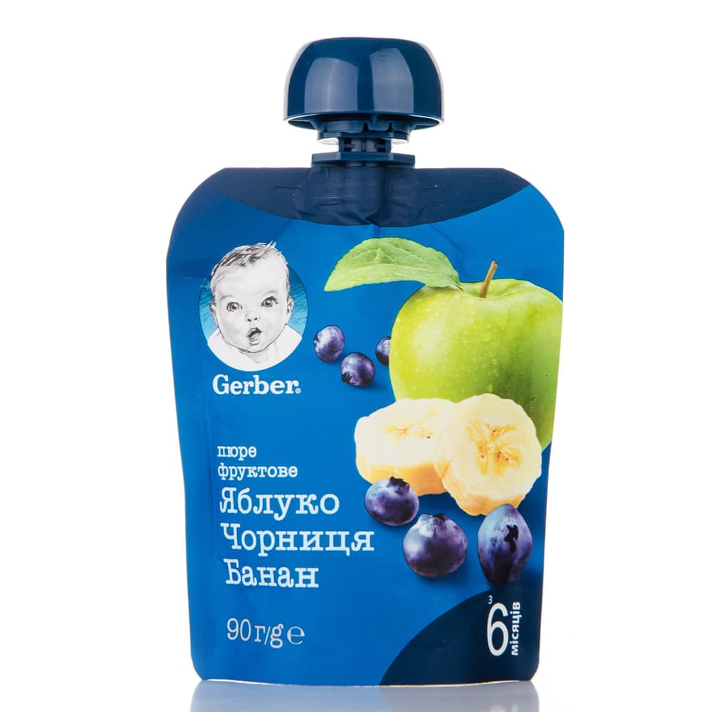 Пюре яблуко, груша,чорниця, банан 90г Gerber 12357933 Пюре яблуко, груша,чорниця, банан 90г Gerber 12357933