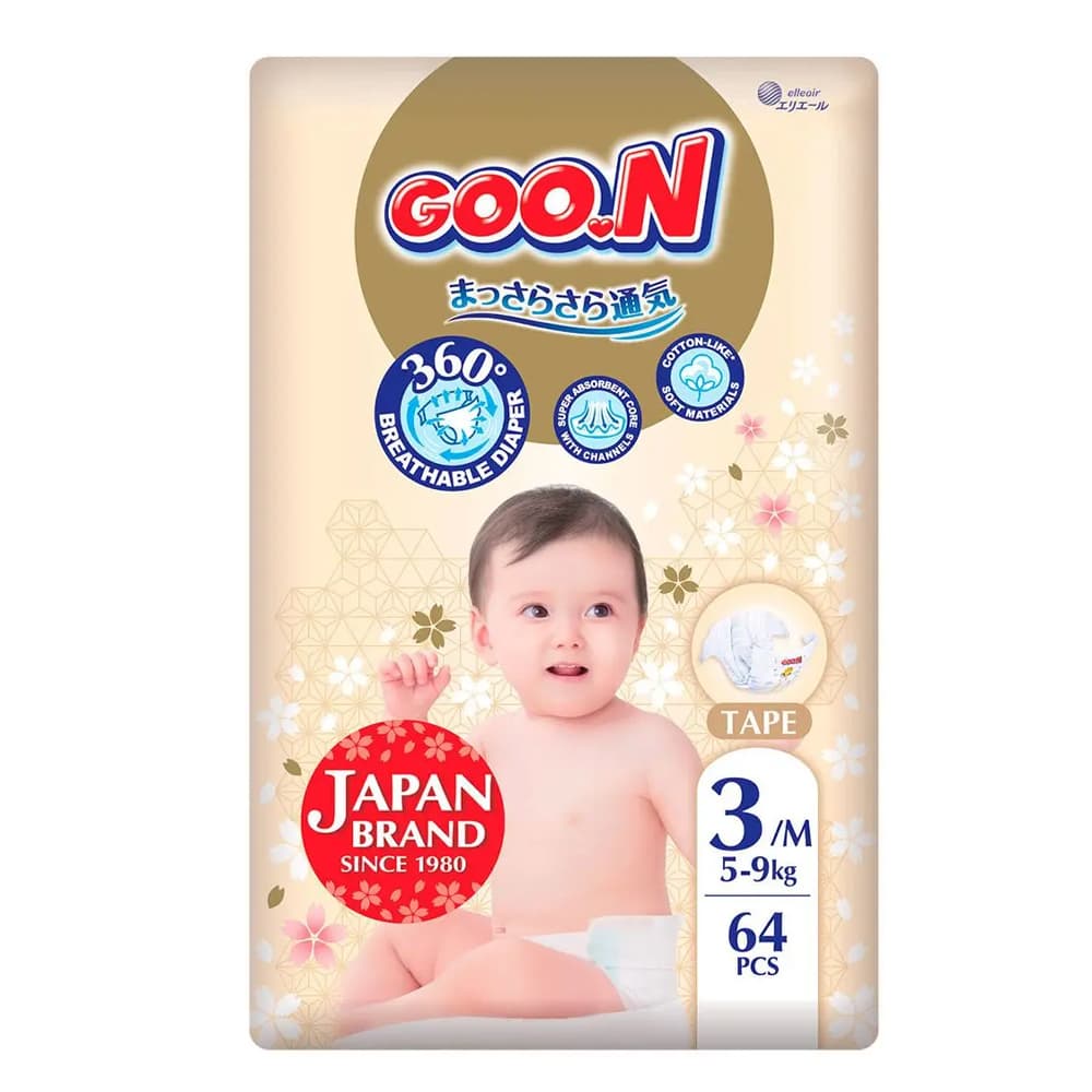 Подгузники Goo.N newborn Premium Soft (5-9кг) 64шт F1010101-154-Унисекс