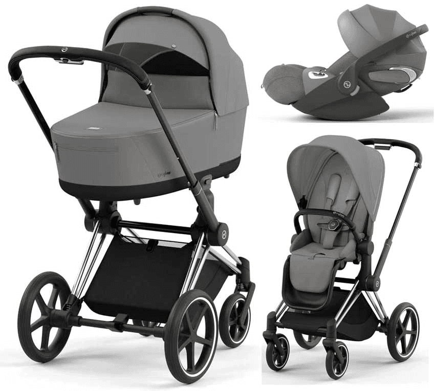 Коляска универсальная 3в1 Cybex Priam 4.0 Mirage Grey/Chrome Black/Cloud T i-Size 510185409/2