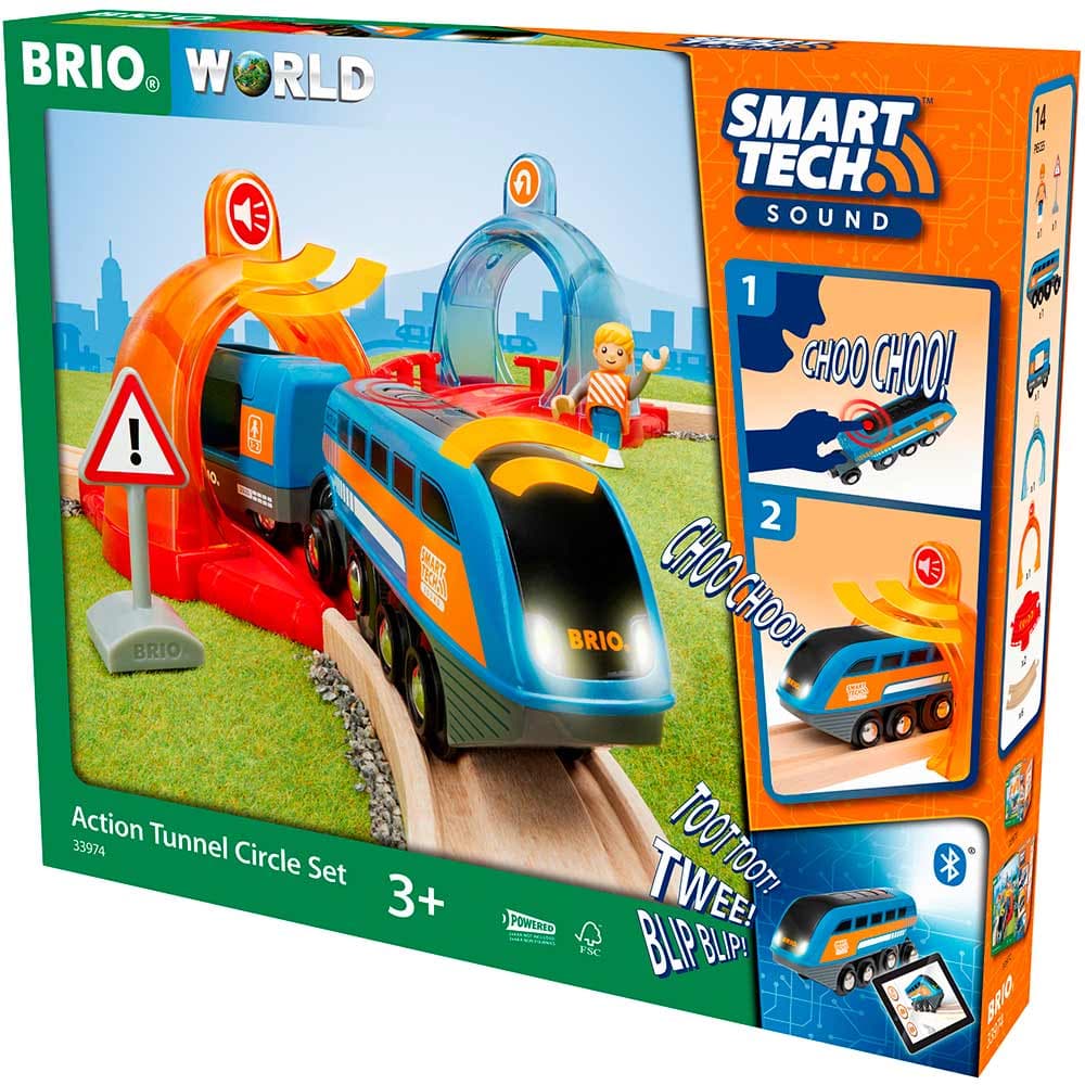 Детская железная дорога BRIO Smart Tech круговая с тоннелями 33974 Детская железная дорога BRIO Smart Tech круговая с тоннелями 33974