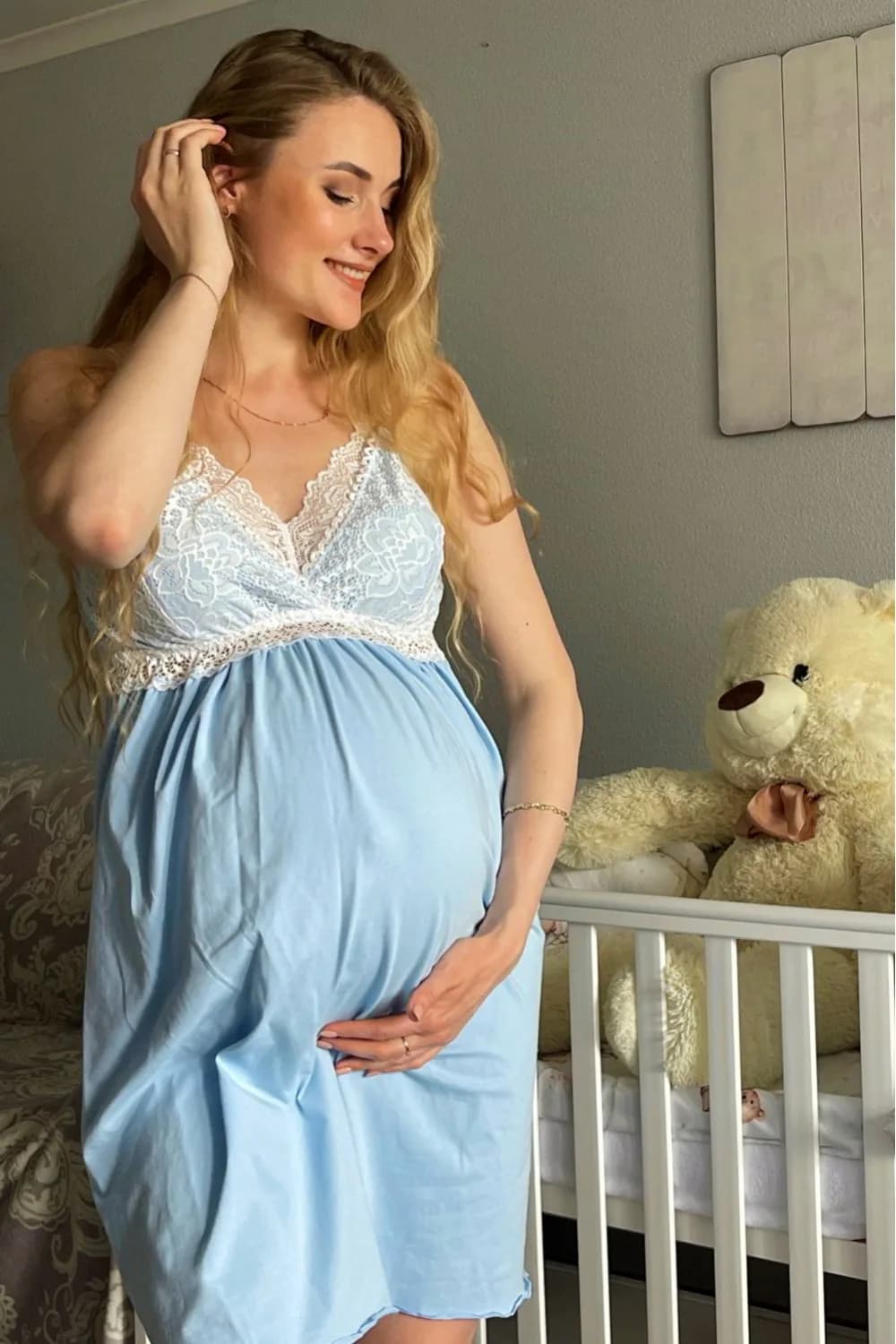 Нiчна сорочка для вагітних та годування S-XL Dianora 2066 1227 -блакитний фото 3 Нiчна сорочка для вагітних та годування S-XL Dianora 2066 1227 -блакитний фото 3