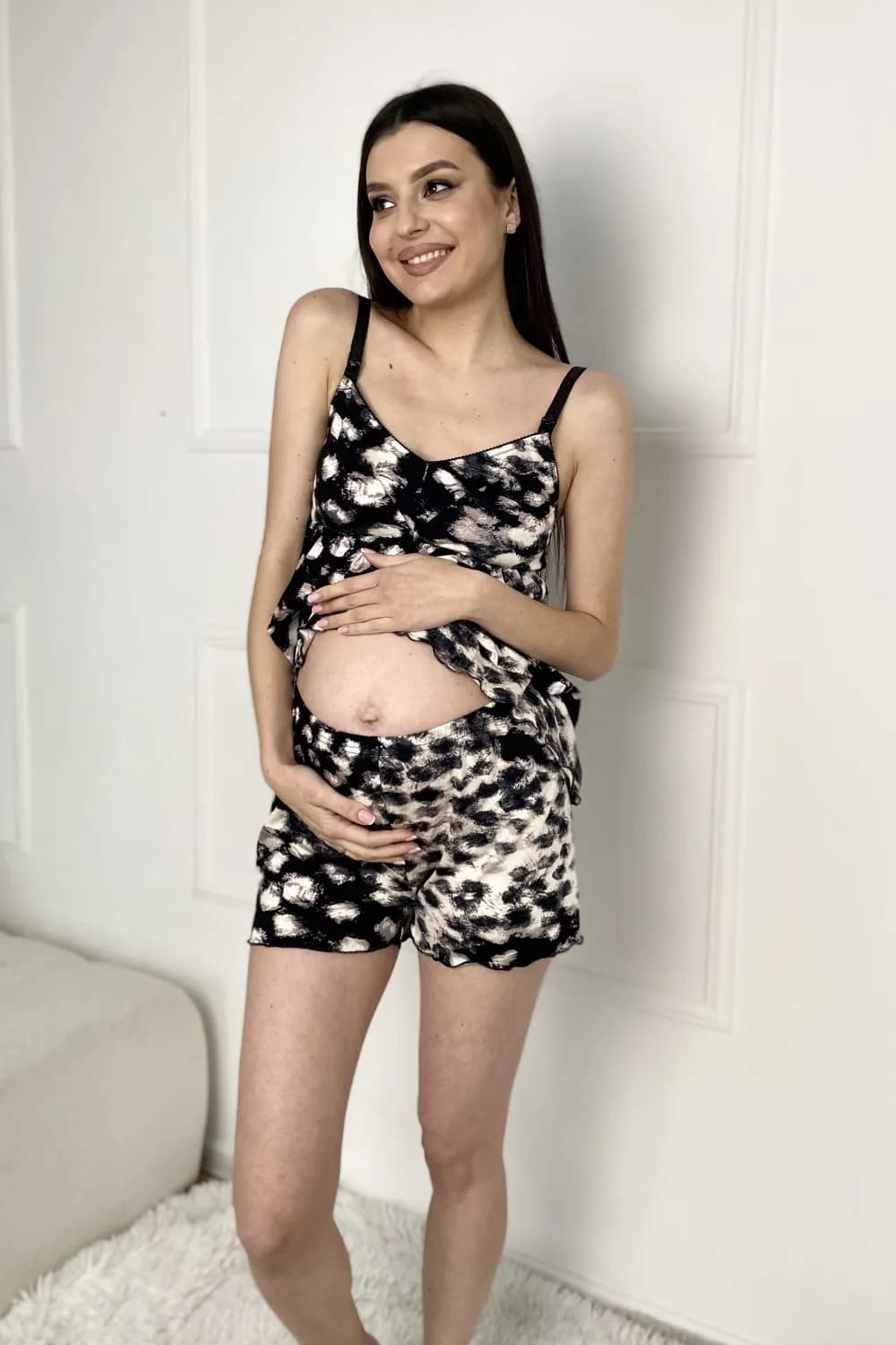 КОМПЛЕКТ (ночная рубашка укор + шорты) Dianora 2325(4) 1245 -черный фото 3