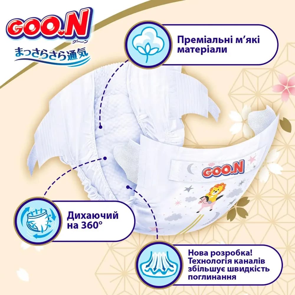 Підгузники Goo.N Premium Soft (9-14кг) 52шт F1010101-155 фото 2 Підгузники Goo.N Premium Soft (9-14кг) 52шт F1010101-155 фото 2