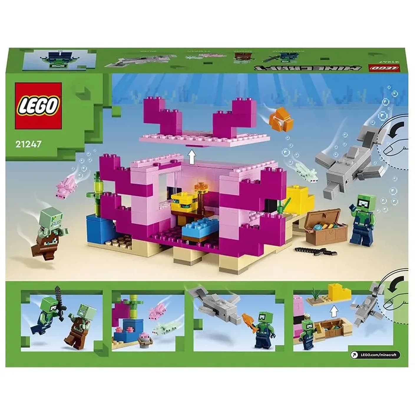 Конструктор Lego Minecraft Дом-Аксолотль 242дет 21247 фото 9 Конструктор Lego Minecraft Дом-Аксолотль 242дет 21247 фото 9