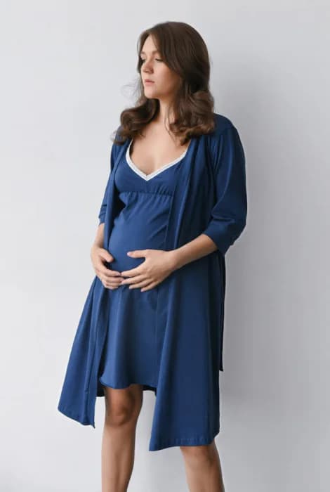 Халат для вагітних та годування XS-XXL Мамин Дім 25316-Індиго фото 2 Халат для вагітних та годування XS-XXL Мамин Дім 25316-Індиго фото 2