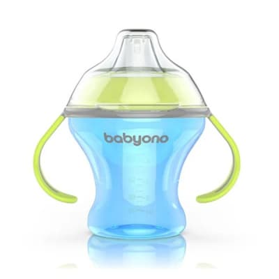 Поильник-непроливайка с ручками BabyOno 180мл 1456-Голубой