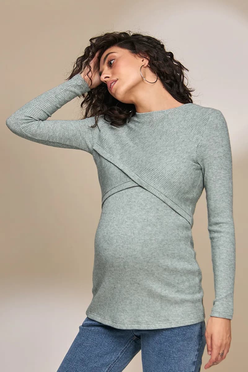 Джемпер для беременных и кормления S-XL Юла мама MELANIA BL-33.021 -зеленый фото 3 Джемпер для беременных и кормления S-XL Юла мама MELANIA BL-33.021 -зеленый фото 3