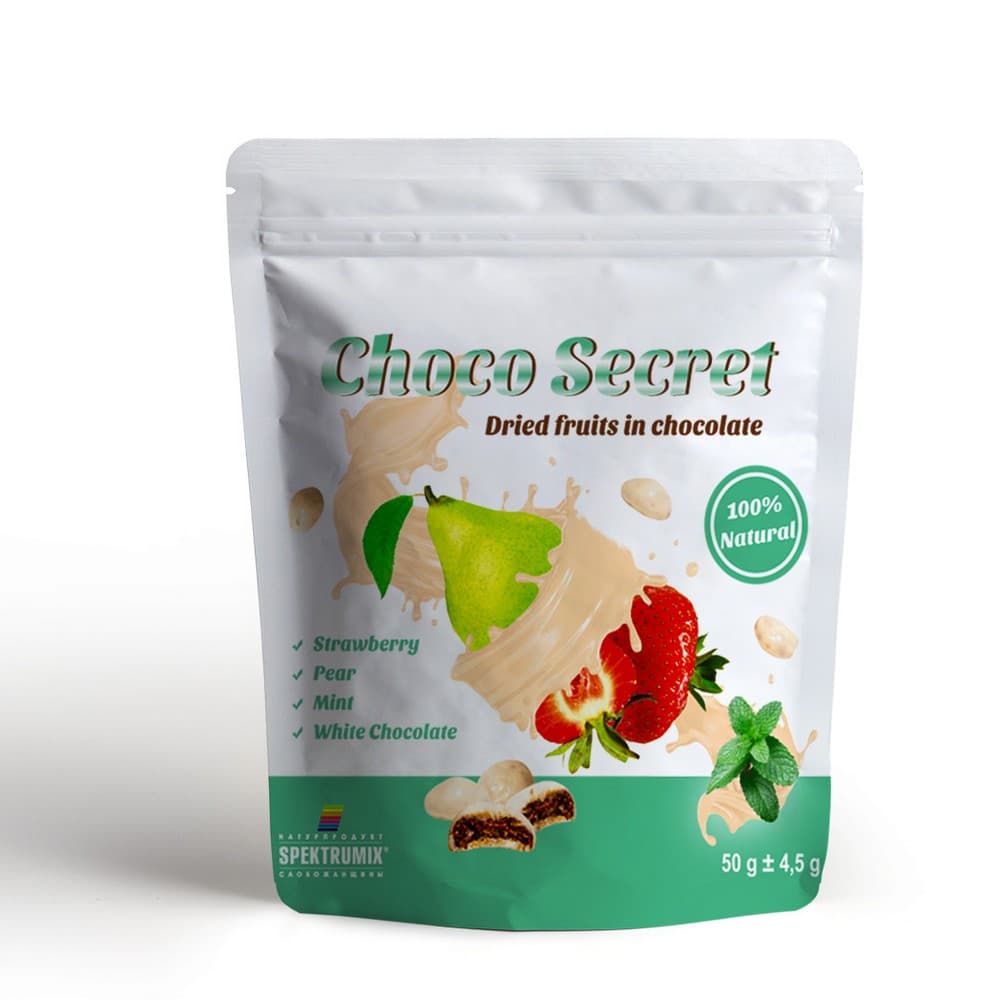 Конфеты Спектрумикс Choco Secret клубника с мятой в фруктовой оболочке и шоколаде 50г 15089 Конфеты Спектрумикс Choco Secret клубника с мятой в фруктовой оболочке и шоколаде 50г 15089