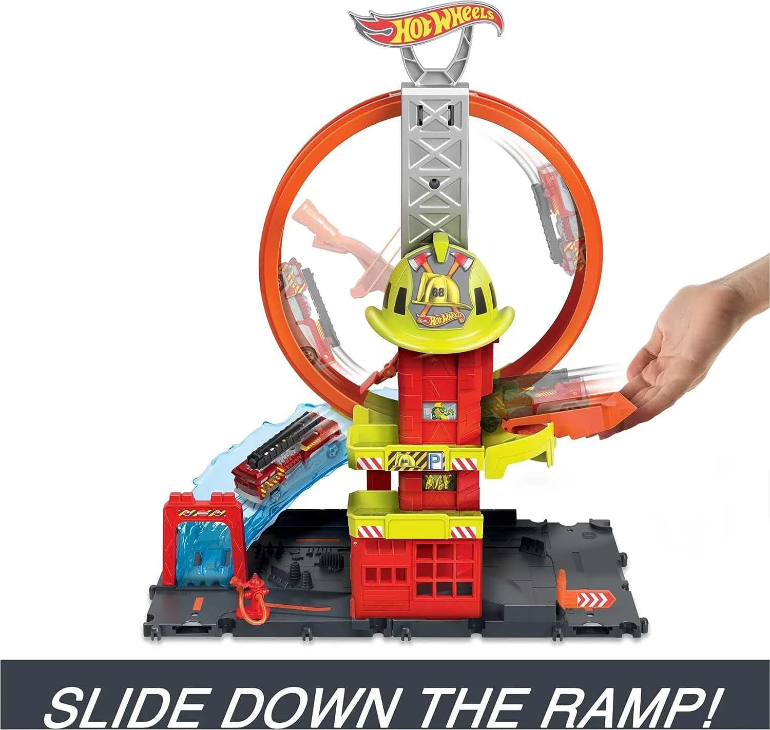 Набор игровой Hot Wheels Суперпетля с пожарной станцией HKX41 фото 4 Набор игровой Hot Wheels Суперпетля с пожарной станцией HKX41 фото 4